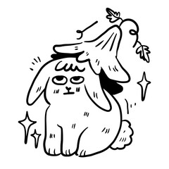 rabbit line drawing, cute pattern drawn for templates.