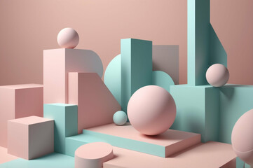 Pastel Geometric Abstract Composition