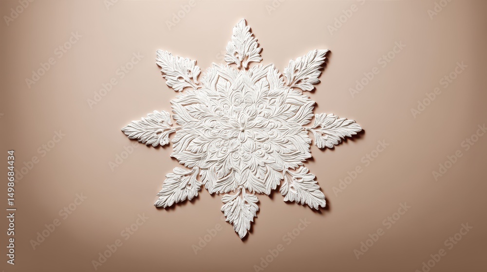 Poster white pills snowflake pattern on beige background