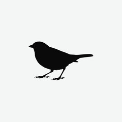 Minimalist Black Sparrow Silhouette on White Background – Clean, High-Contrast Bird Illustration