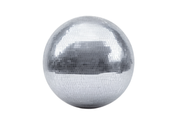 Shiny reflective mirror ball with mosaic tiles on black background, cut out