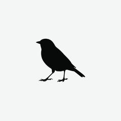 Minimalist Black Sparrow Silhouette on White Background – Clean, High-Contrast Bird Illustration