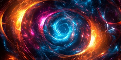 Obraz premium Abstract digital art of intertwining glowing circles in vibrant colors, Generative AI