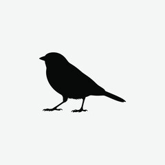 Obraz premium Minimalist Black Sparrow Silhouette on White Background – Clean, High-Contrast Bird Illustration