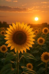 Obraz premium sunflower in the field background