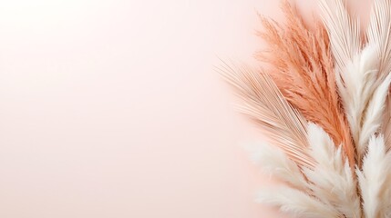 Obraz premium Elegant arrangement of dried pampas grass on soft pink background