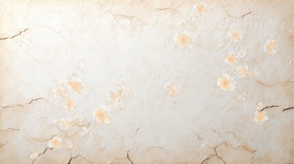 Fototapeta premium Beige Textured Background with Pale Orange Flower Pattern