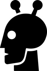 Intelligent tactical robot face icon in flat. isolated on transparent background