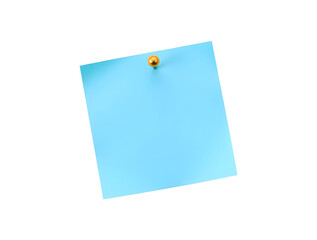 A blue sticky note with pin