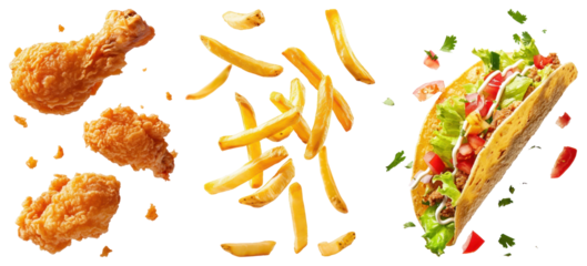 PNG Crispy fast food delight, element set on transparent background