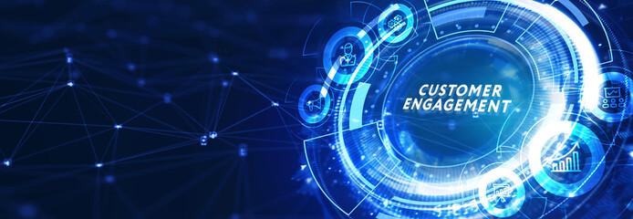 Business, Technology, Internet and network concept. Shows the inscription: CUSTOMER ENGAGEMENT. 3d illustration
