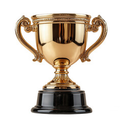 Golden Trophy Cup on Black Base on transparent background