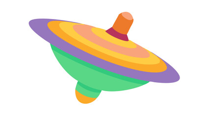 Colorful Spinning Top Icon, Flat Design Style
