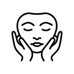 Minimalist Face Massage Line Art Icon Vector