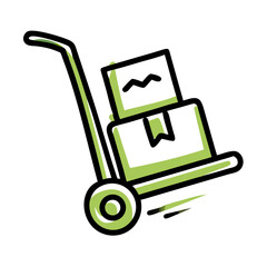 Hand Truck with Box Icon, Delivery Concept