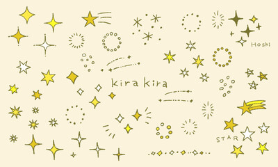 キラキラの手描きイラストセット