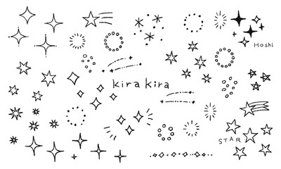 キラキラの手描きイラストセット