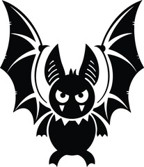 Cute Cartoon Black Bat Illustration Halloween Design