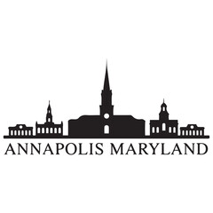 Obraz premium Annapolis Maryland, city skyline silhouette with black buildings. Vector black silhouette. with white background