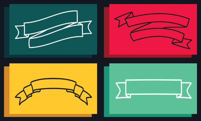 Vector set of ribbon banners illustration Collection of elegant vintage flags.
