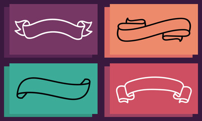 Vector set of ribbon banners illustration Collection of elegant vintage flags.
