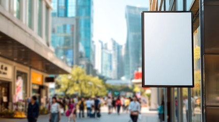 Obraz premium Blank Store Sign in Busy City Street
