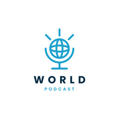 Global podcast logo with microphone and world icon