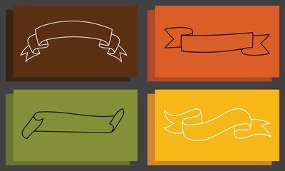 Vector set of ribbon banners illustration Collection of elegant vintage flags.
