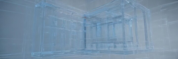 Architectural blueprint with a subtle blue photographic film effect, abstract composition,  drawing,  film,  architectural plan