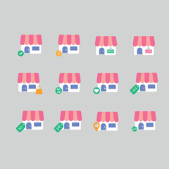 Marketplace and discount icon set
