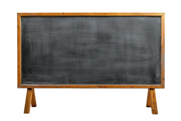 Empty chalkboard with wooden frame on black background, cut out