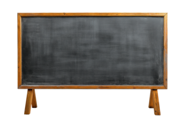 Empty chalkboard with wooden frame on black background, cut out