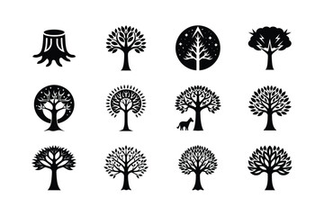 Forest and Woodland Tree Silhouettes Vector Pack