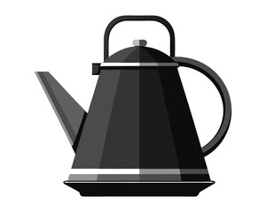 Obraz premium Metal black kettle tea pot stylish vector art design