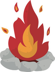 Cartoon Illustration of a Bonfire with Flames