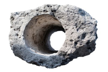 Close-up of natural lava rock with hollow center, cut out