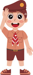 Cute Illustration of Boy Scout Saluting
