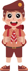 Illustration of a Boy Scout with Backpack