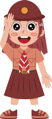 Cute Illustration of Girl Scout Saluting