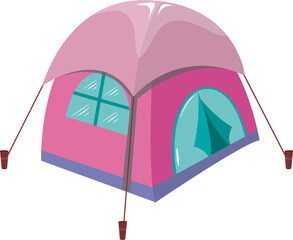 Illustration of Cute Pink Camping Tent