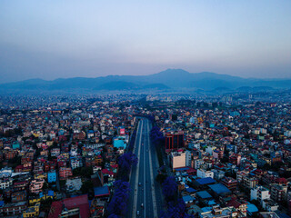 Drone view of Ringroad highway Kathmandu, Nepal.
