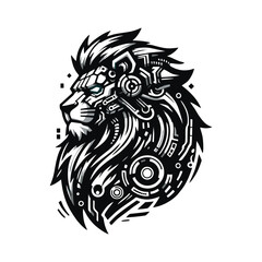 Futuristic Cybertechnology Lion Logo