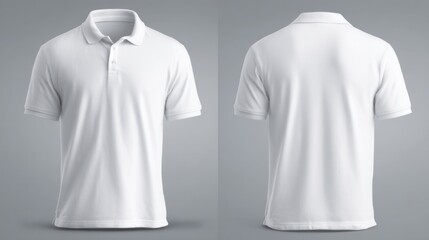 Blank White Polo Shirt Mockup: Front and Back View