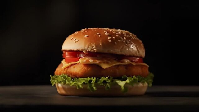 hamburger on black background