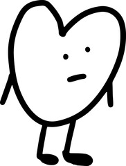 Heart line drawing with indifferent expression