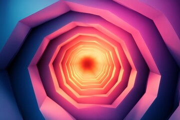 Abstract design of concentric hexagons in gradient tones, creating a tunnel-like effect, Generative AI