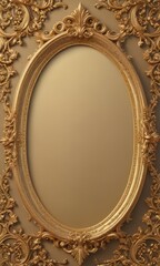 Gold oval floral frame encircles regal crest; ornate details , texture, emblem, shield