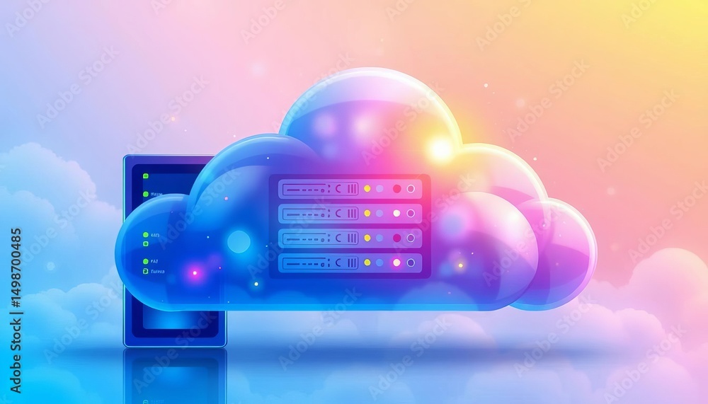 Poster abstract server data cloud computing concept illustration, infrastructure, server