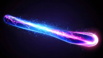 Dynamic energy beam with glowing particles.