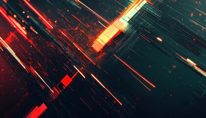 Abstract design with vibrant lines and geometric shapes.